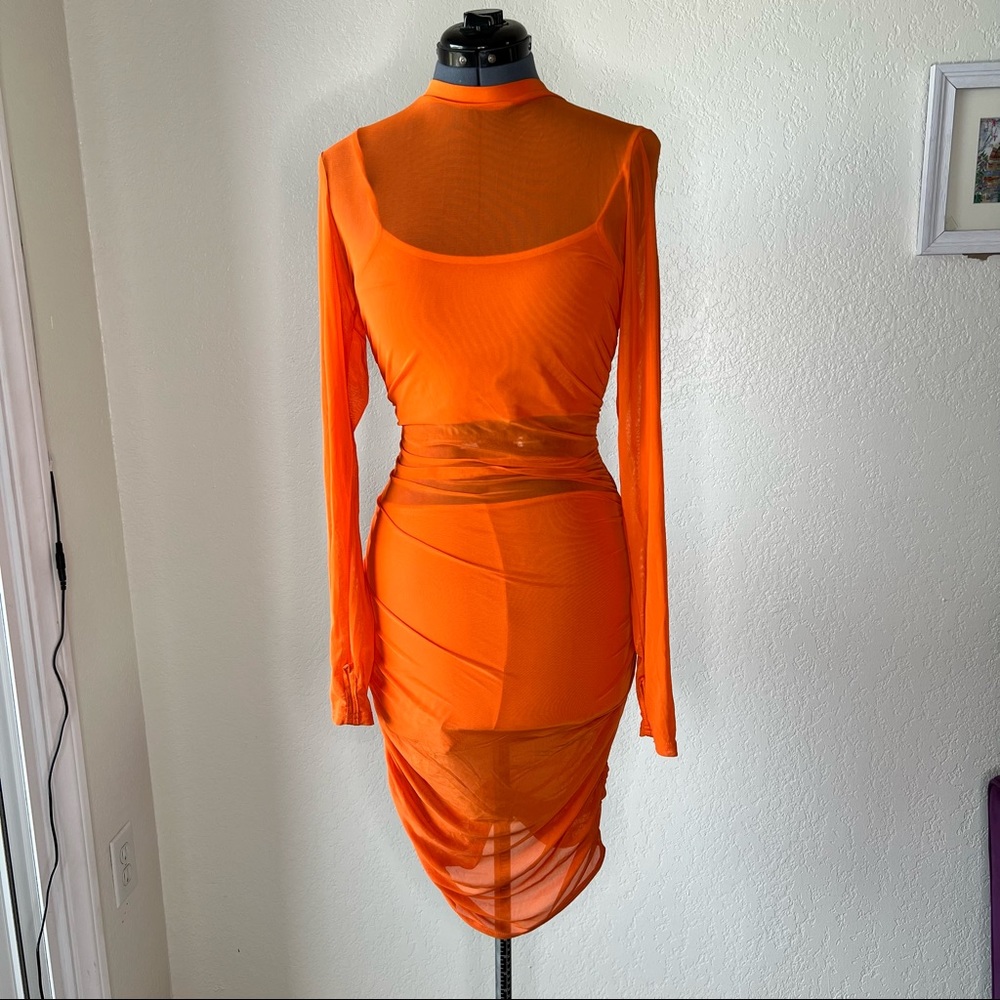 Orange mesh dress